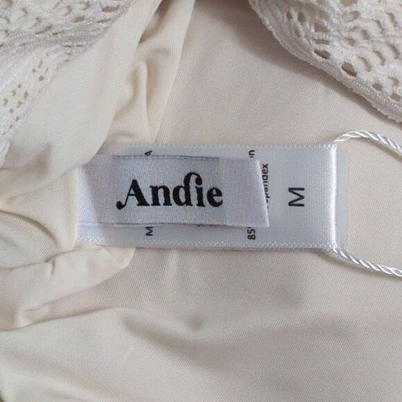 NWT Andie Hydra Top Vanilla (Cream / Off-white) Crochet Ruffle Bikini Swim M - Picture 4 of 8